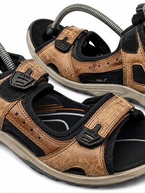 ECCO Yucatan Offroad Sandal Men Sz:11.5 Brn Leather Hike Walk Gorp Trail Y2k[7C